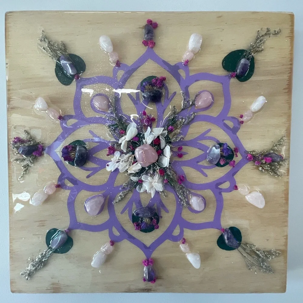 Handcrafted Mandala Art with Crystals